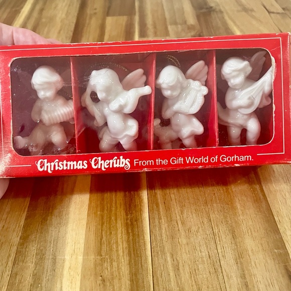 Vintage Gorham Christmas Cherubs Pure White Glazed Porcelain Musical Instruments - Picture 2 of 12